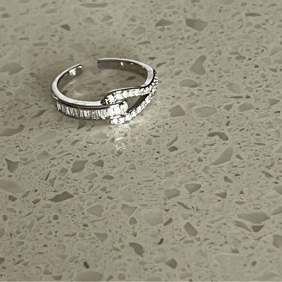 Simple & Delicate Cubic Zirconia stainless steel Open Ring - Picture 8 of 11